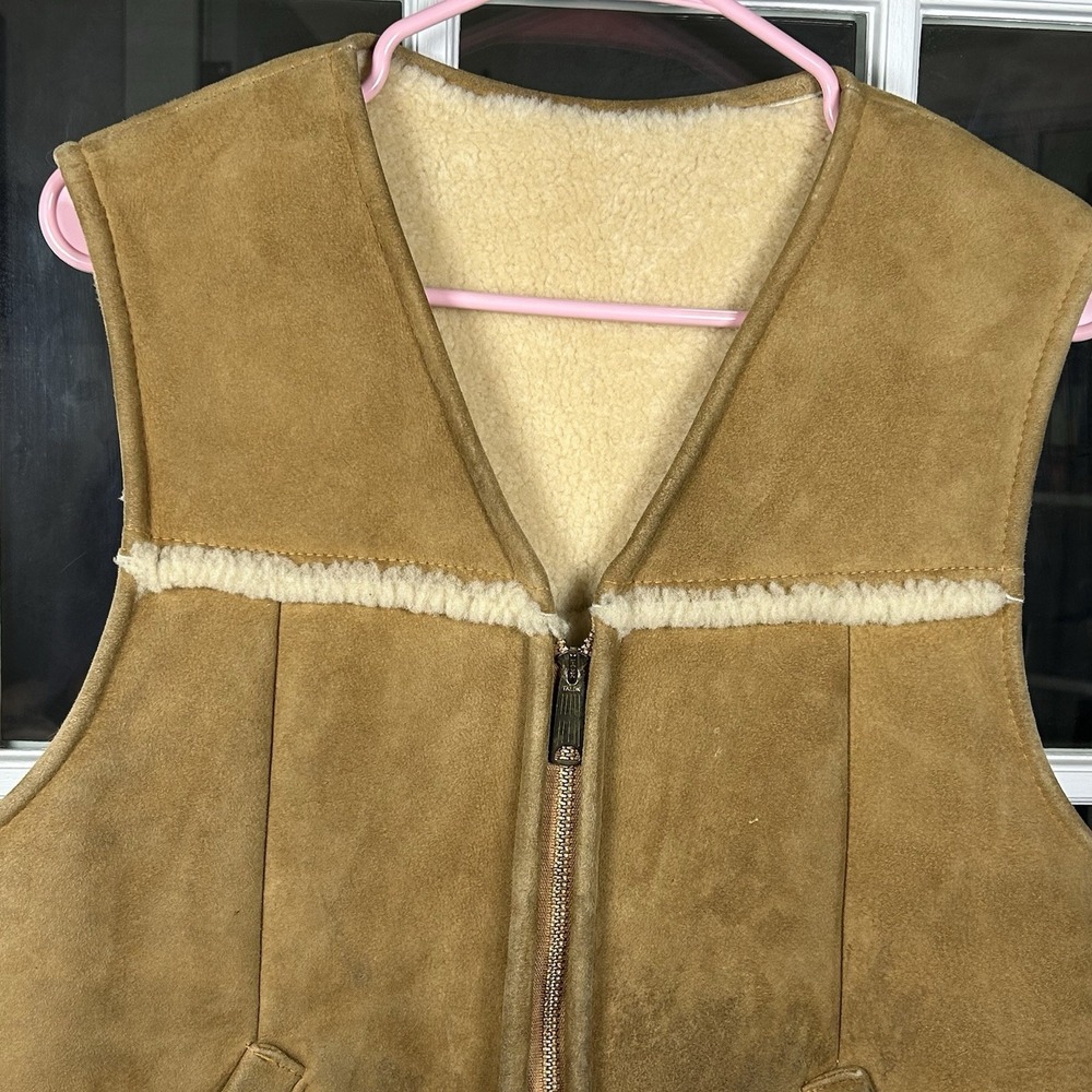 Vintage Eddie Bauer Expedition Outfitter Suede Sherpa Zip Vest Men's Medium